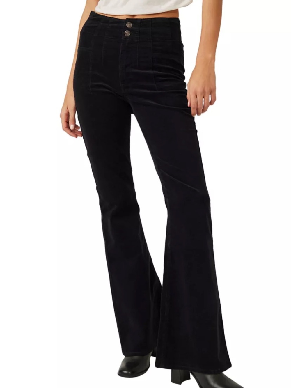 We the free jayde cord velvet high-Waist Black Corduroy Flared Pants